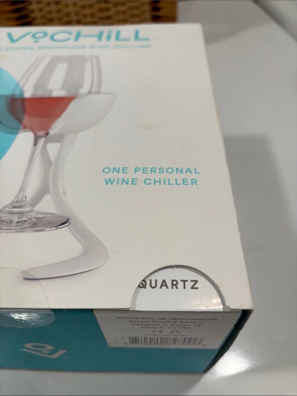 VoChill Personal Stemmed Wine Chiller in Quartz NIB
